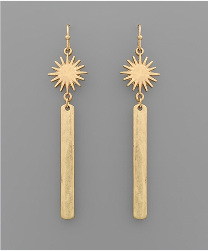 Golden Stella Star Bar Earrings WORN GOLD
