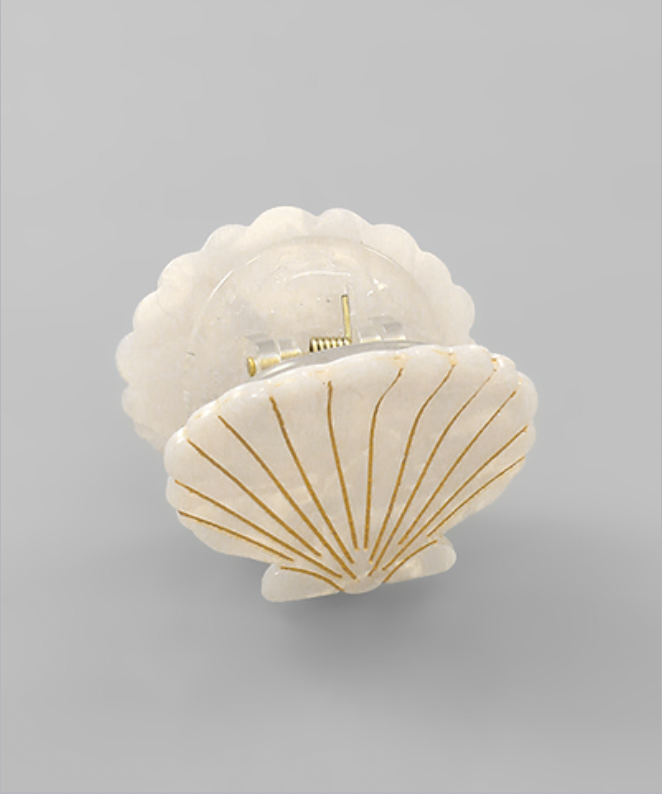 Golden Stella Shell Hair Clip WHITE