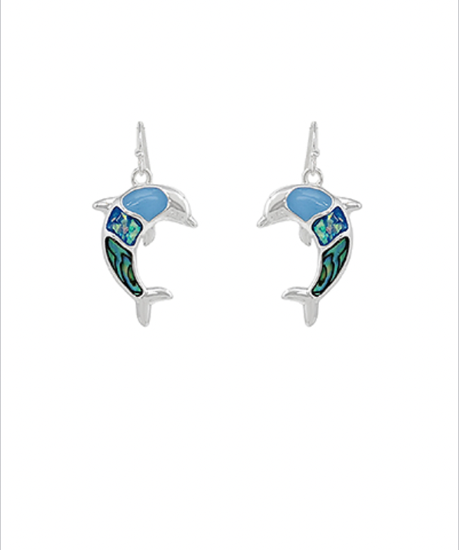Golden Stella Dolphin Drop Earrings SILVER