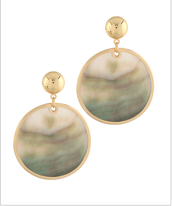 Golden Stella Shell Flat Round Earrings BROWN/GOLD