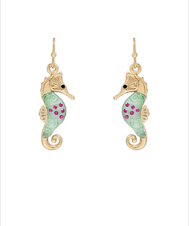 Golden Stella Sealife Drop Earrings SEAHORSE/GOLD