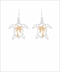 Golden Stella Two Tone Turtle & Palm Earrings SILVER