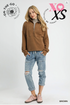 Umgee W Brushed Fleece Half Zip Pullover BROWN