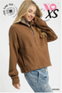 Umgee W Brushed Fleece Half Zip Pullover BROWN
