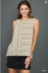 Umgee W Striped Sleeveless Top TAUPE
