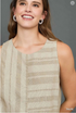 Umgee W Striped Sleeveless Top TAUPE