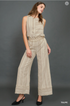 Umgee W Striped Sleeveless Top TAUPE