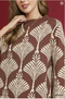 Umgee W Abstract Mock Neck Sweater BROWN