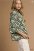 Umgee W Abstract Mock Neck Sweater OLIVE
