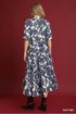 Umgee W Leaf Print Midi Dress NAVY MIX