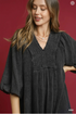 Umgee W Mineral Wash Smocked Midi Dress ASH