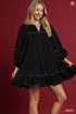 Umgee W Smocked Tiered Dress BLACK