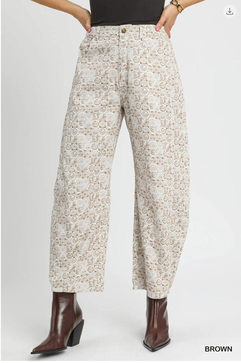 Umgee W Coin Stamp Barrel Pants BROWN