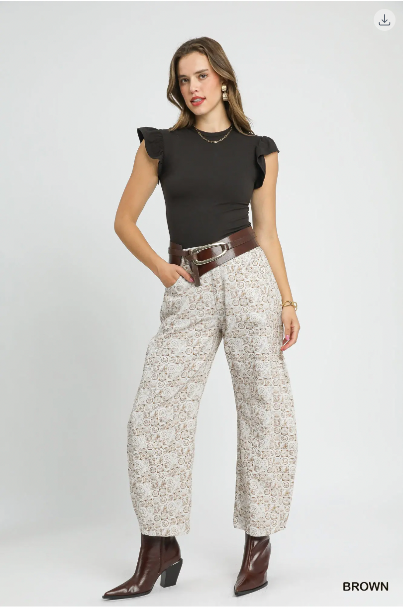 Umgee W Coin Stamp Barrel Pants BROWN