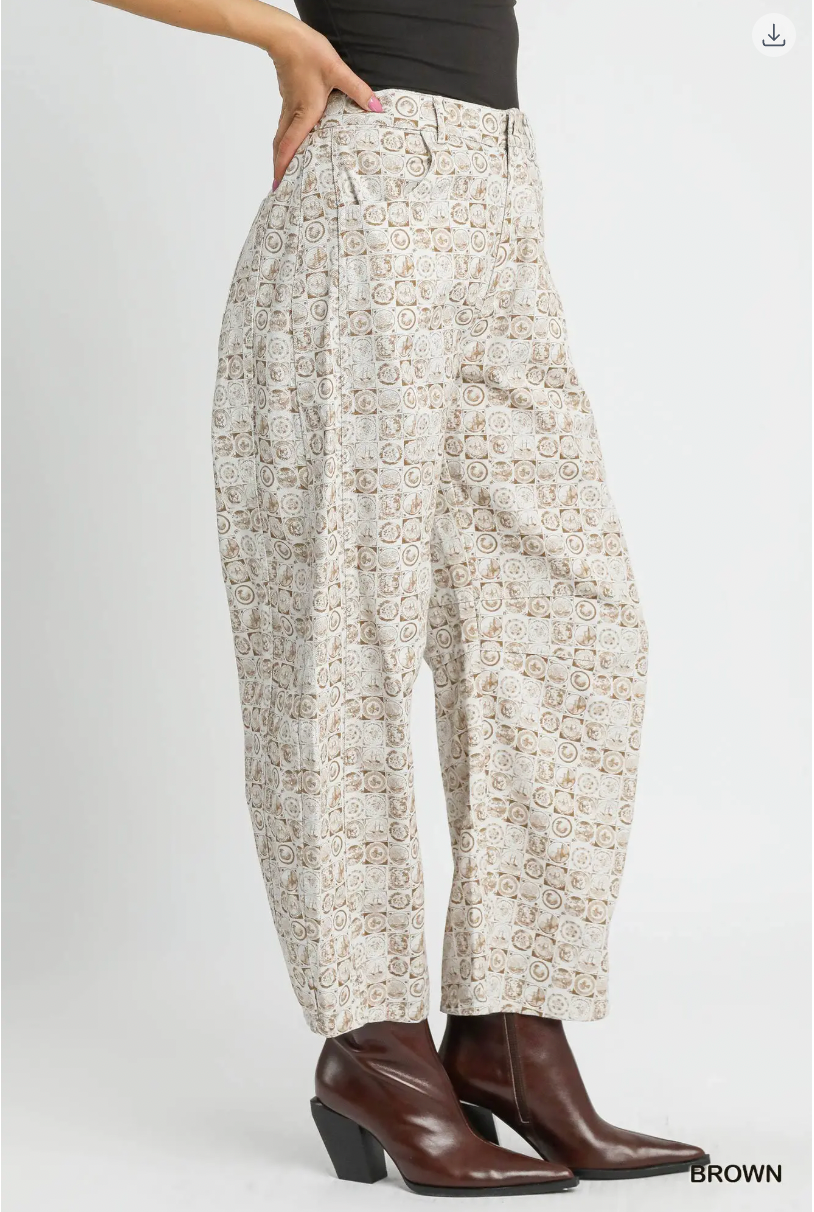 Umgee W Coin Stamp Barrel Pants BROWN