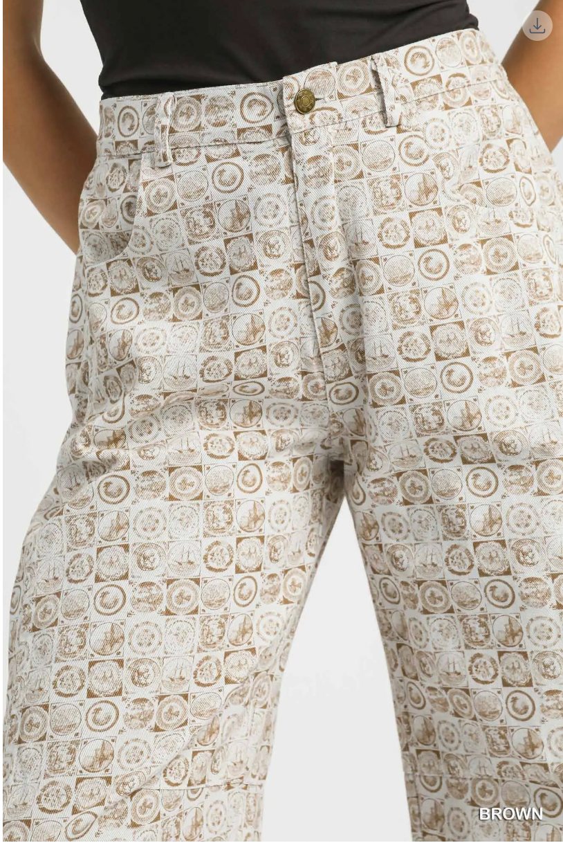 Umgee W Coin Stamp Barrel Pants BROWN