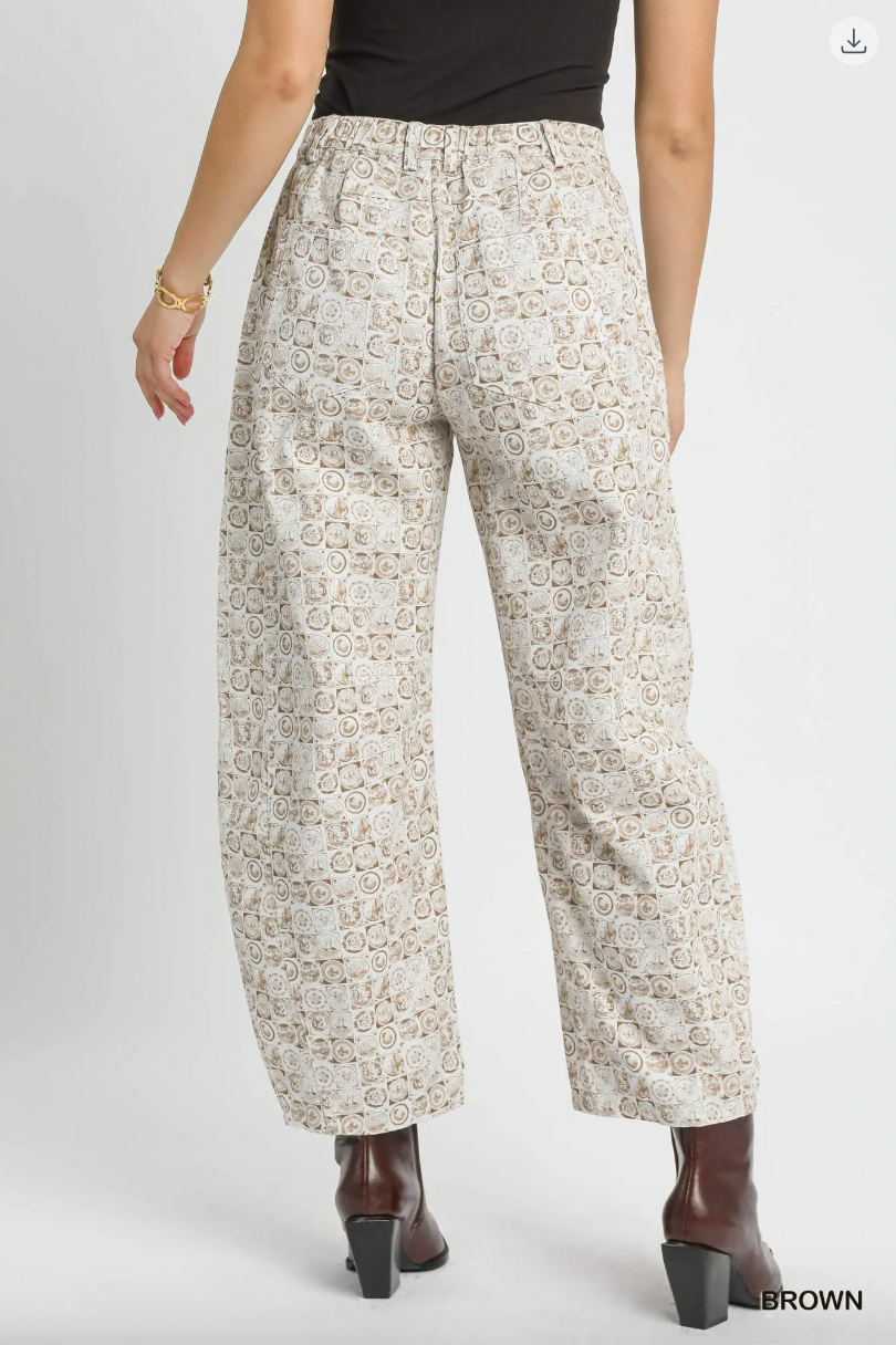 Umgee W Coin Stamp Barrel Pants BROWN