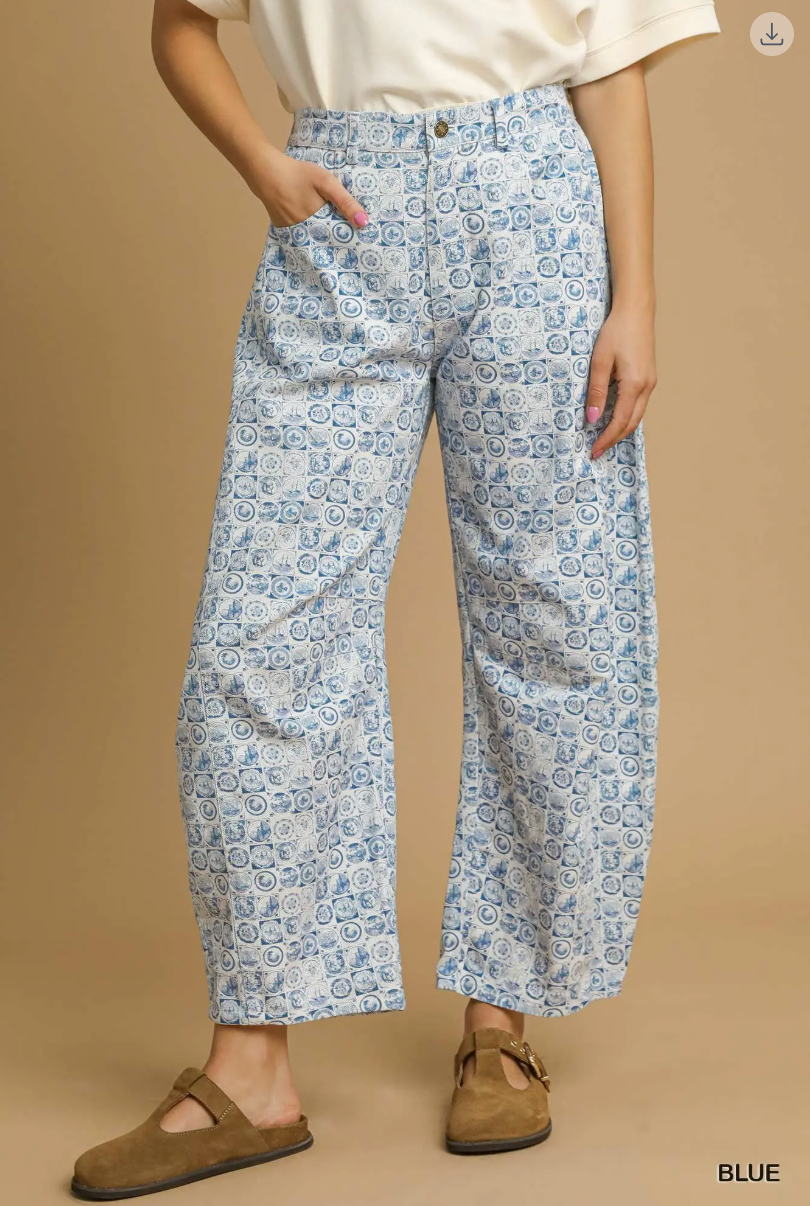 Umgee W Coin Stamp Barrel Pants BLUE