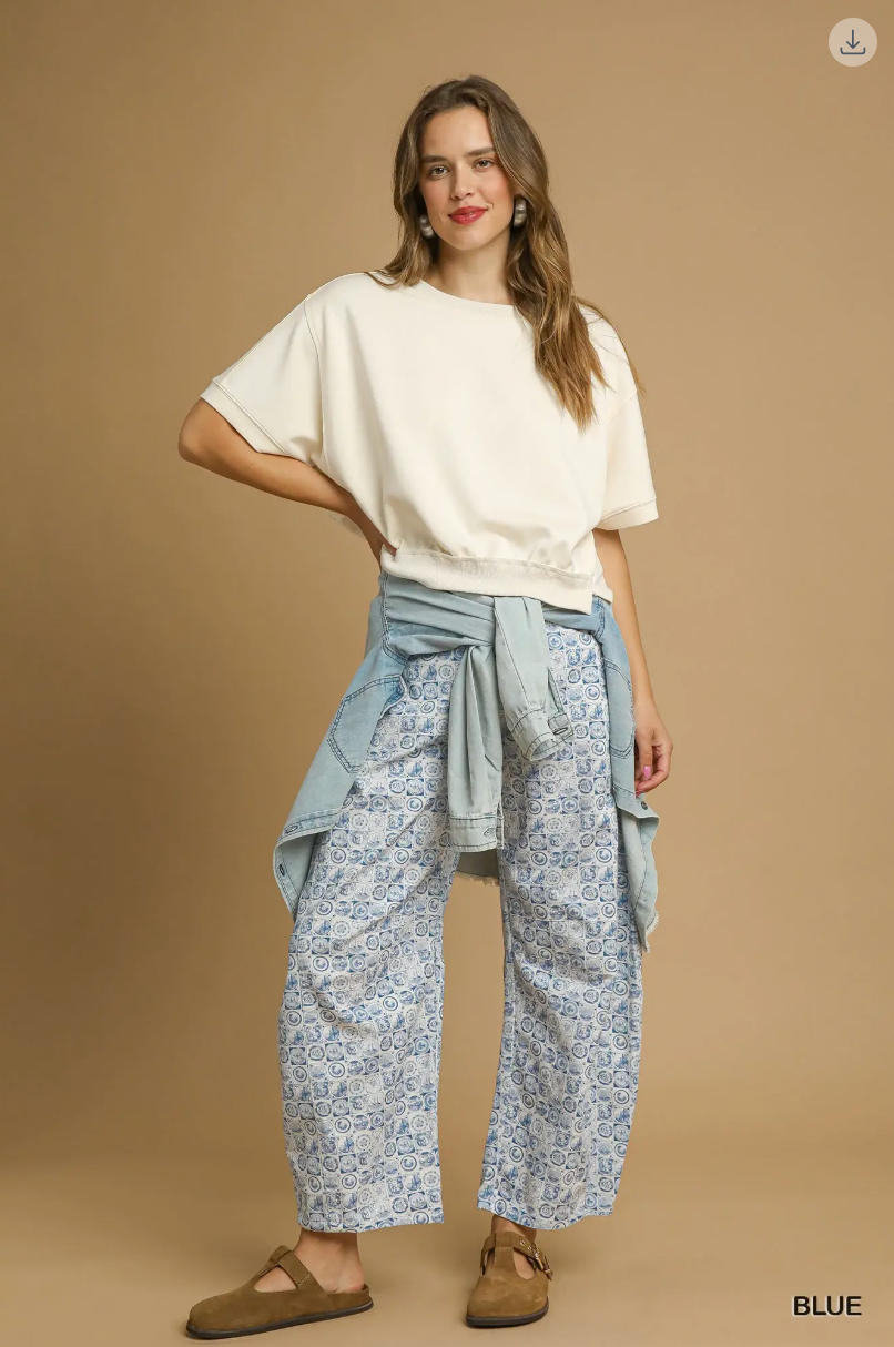 Umgee W Coin Stamp Barrel Pants BLUE