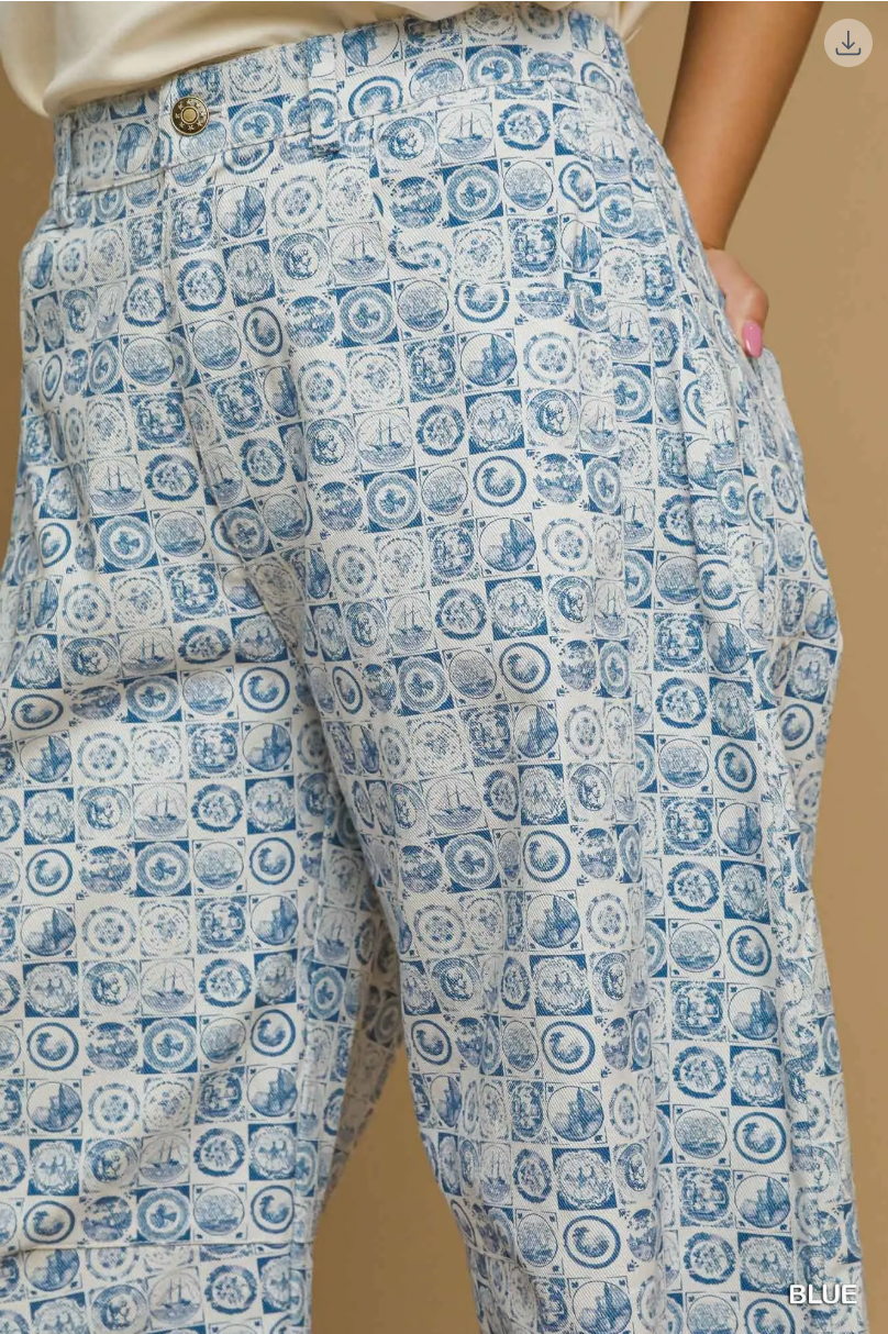 Umgee W Coin Stamp Barrel Pants BLUE