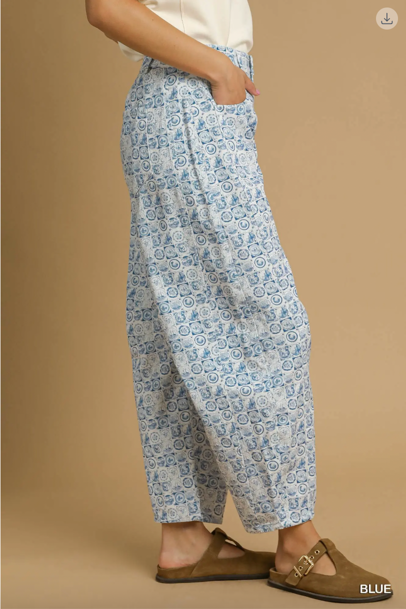 Umgee W Coin Stamp Barrel Pants BLUE