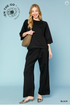 Umgee Luxe Knit Raglan Sleeve Top BLACK