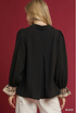 Umgee W LS Leopard Collared Top BLACK