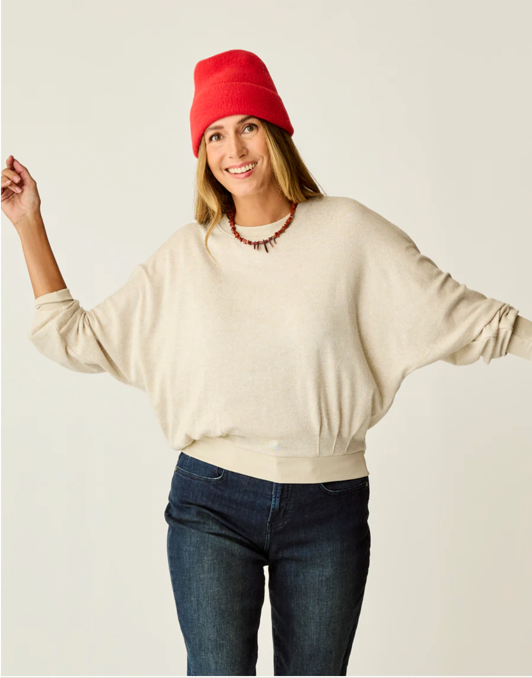 Carve Designs W Anneke Supersoft Dolman CEMENT HEATHER