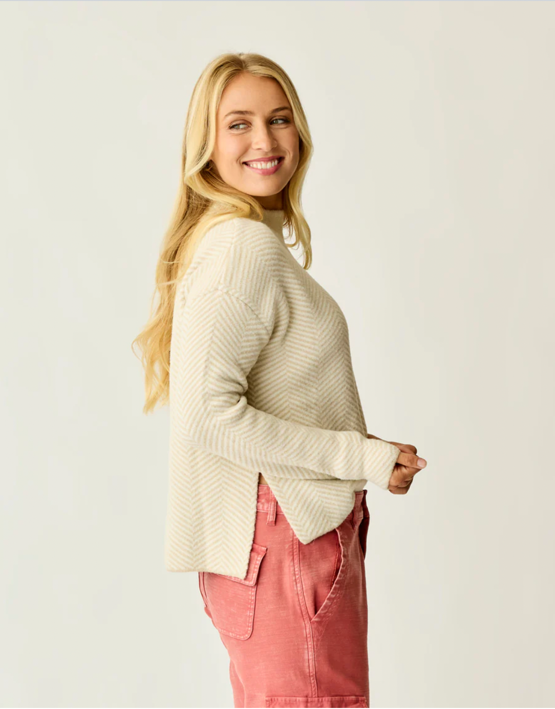 Carve Designs W Olivia Plush Sweater CARAMEL STRIPE