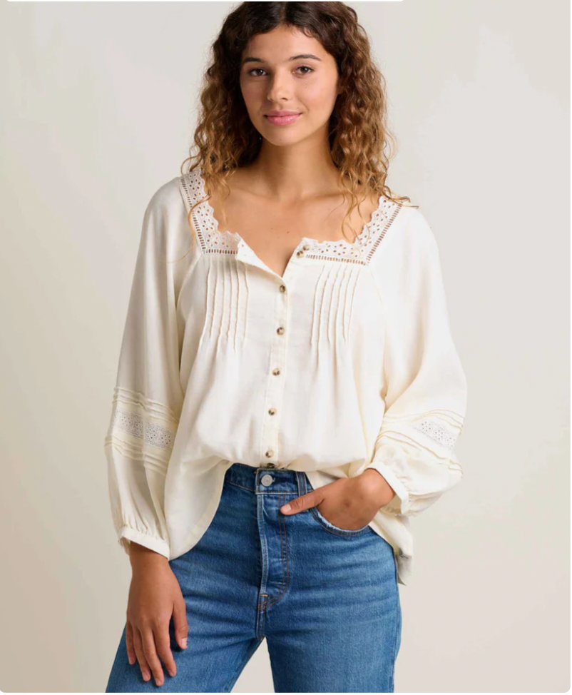 Toad & Co W LS Manzana Peasant Shirt EGRET
