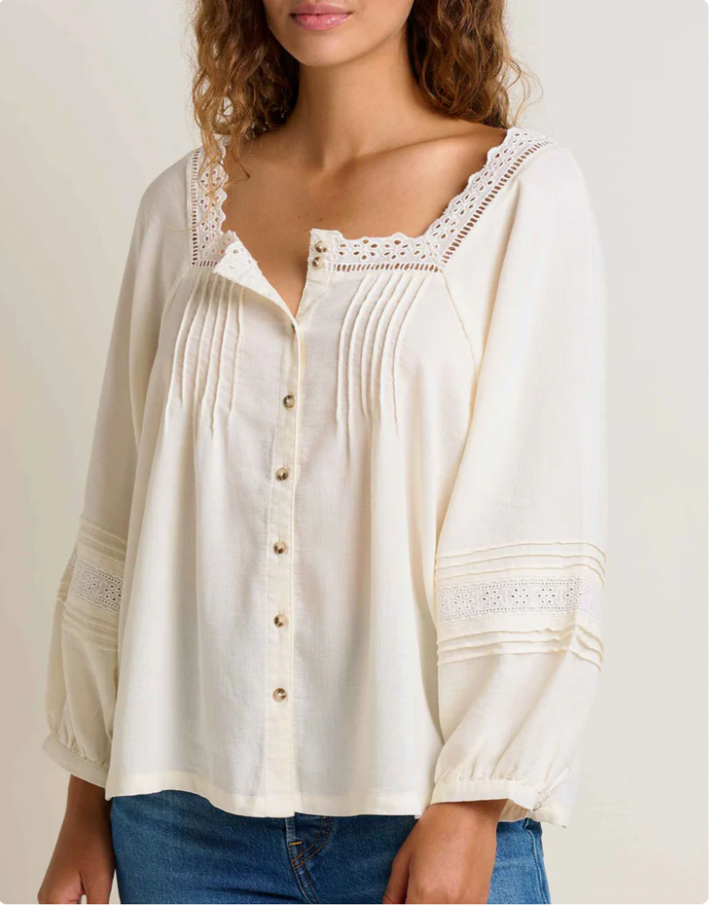 Toad & Co W LS Manzana Peasant Shirt EGRET