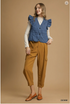 Umgee Ruffle Detail Quilted Vest DENIM