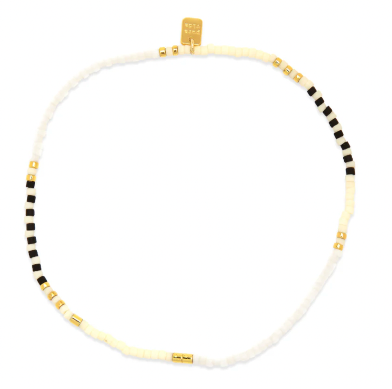 Pura Vida Mixed Seed Bead Stretch Anklet MONOCHROME
