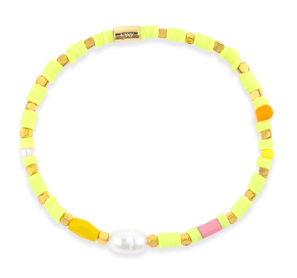 Pura Vida Coronado Vinyl Disc Stretch Bracelet CHARTREUSE