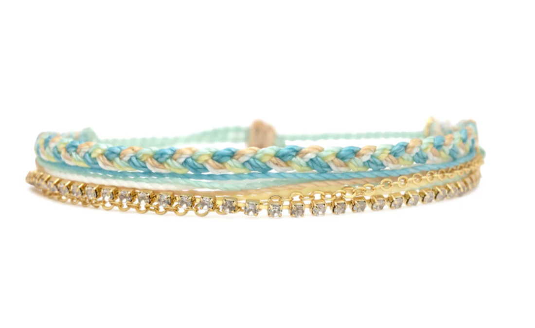 Pura Vida Laguna String & Chain Bracelet NEON SKY