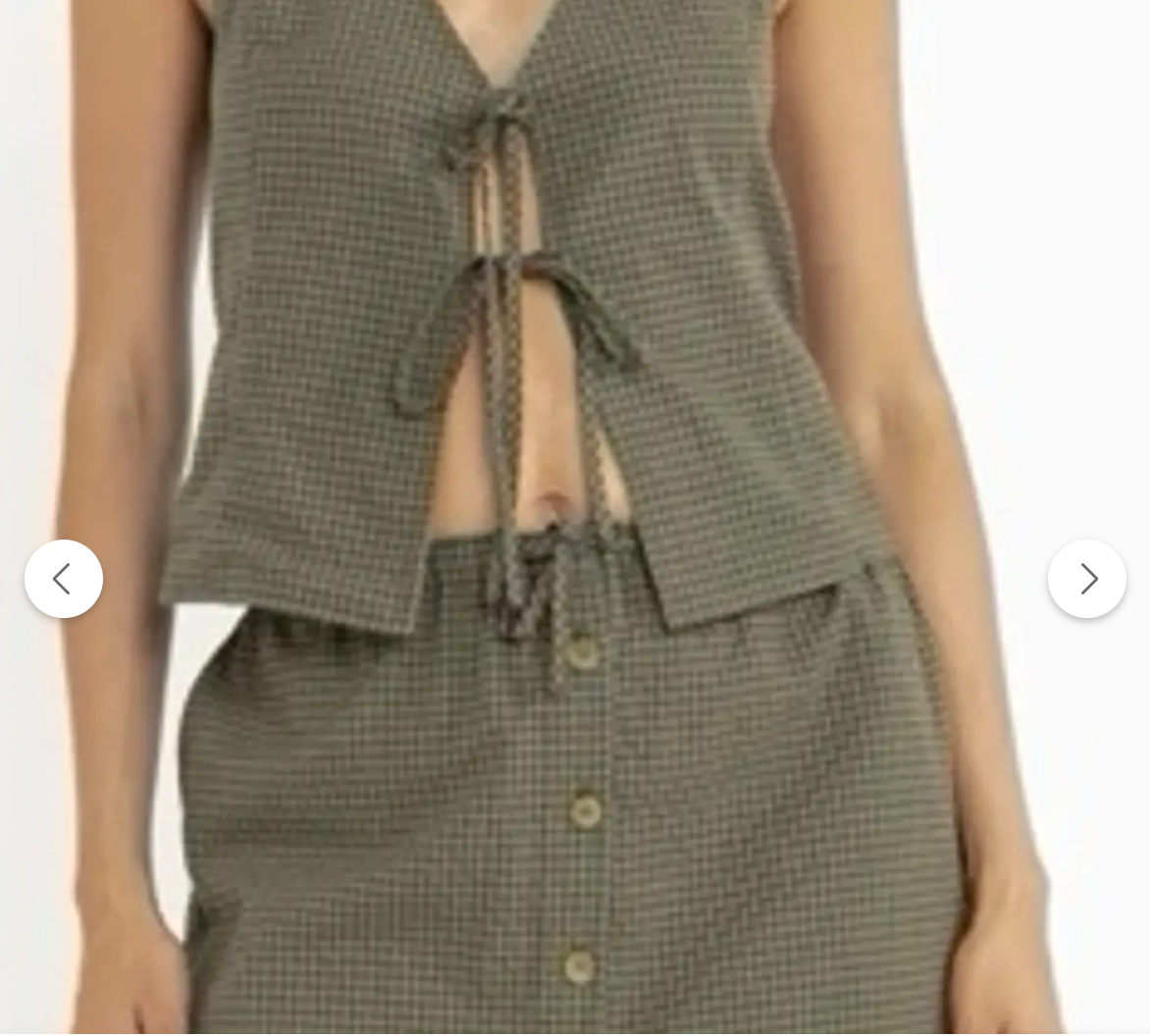 Rhythm W Lola Check Bias Cut Mini Skirt OLIVE