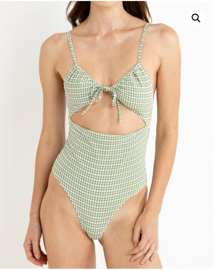 Rhythm W Lola Check Cut Out One Piece GREEN