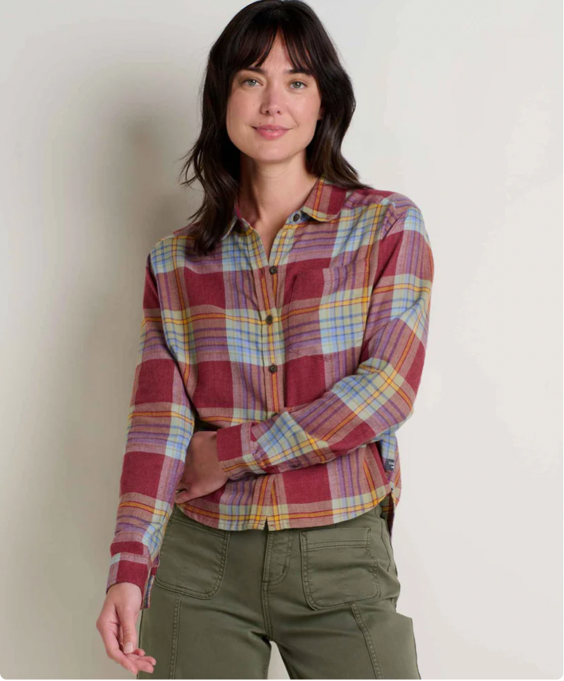Toad & Co W LS Re-Form Boxy Flannel PORT WINDOWPANE
