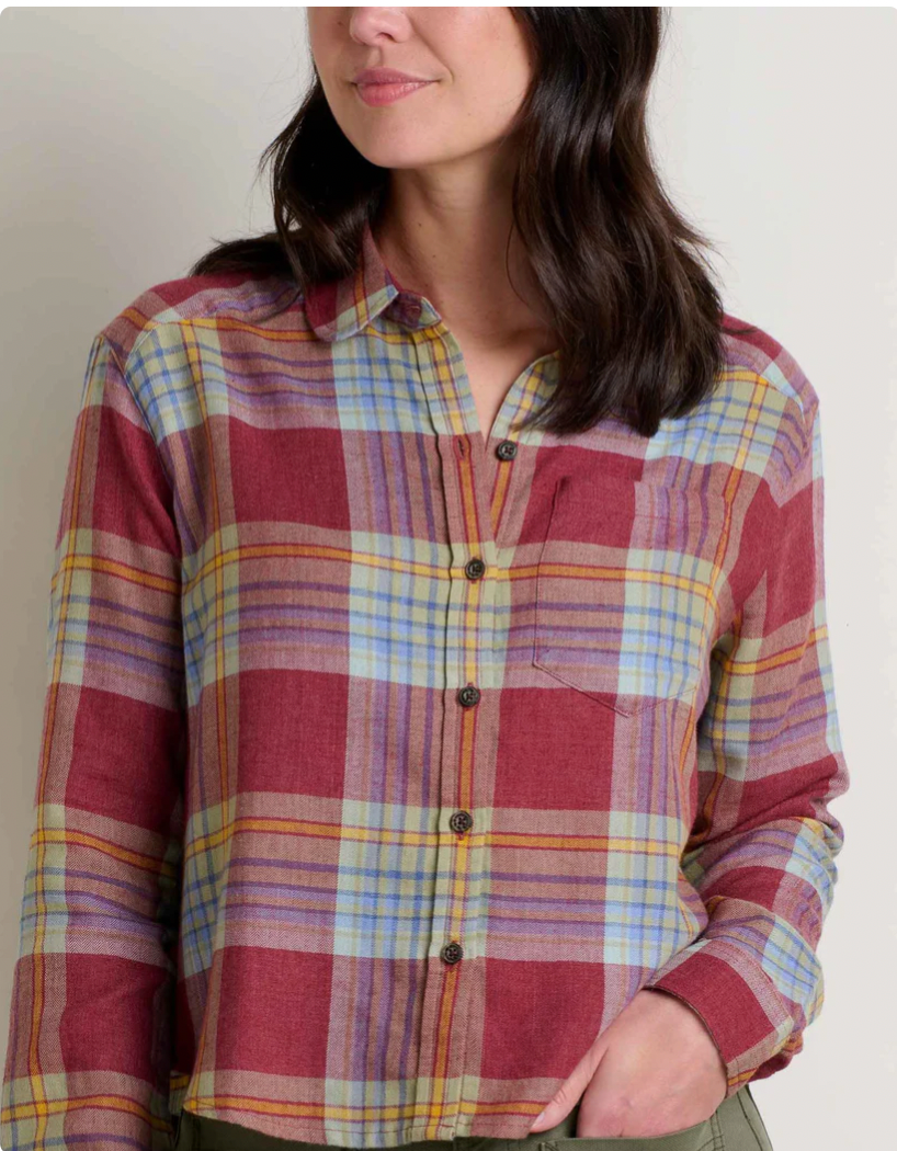 Toad & Co W LS Re-Form Boxy Flannel PORT WINDOWPANE