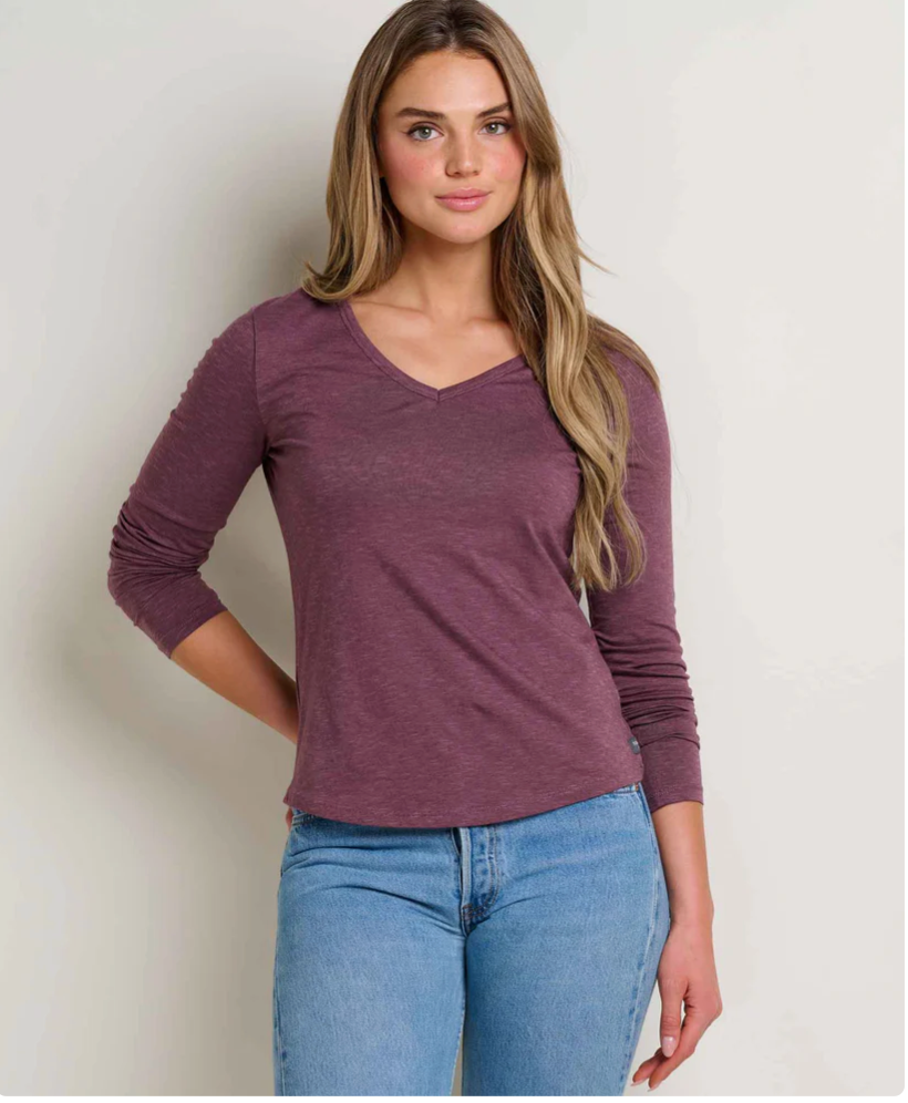 Toad & Co W LS Marley V-Neck Tee HUCKLEBERRY