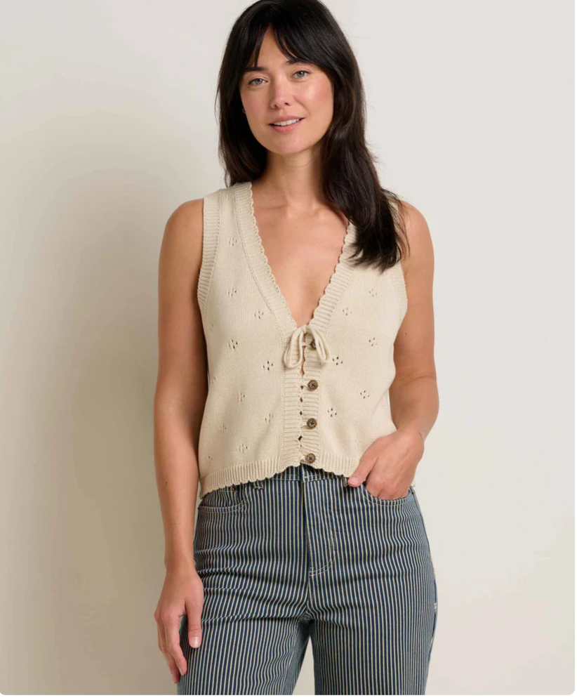 Toad & Co W Bianca Tie Tank ALMOND