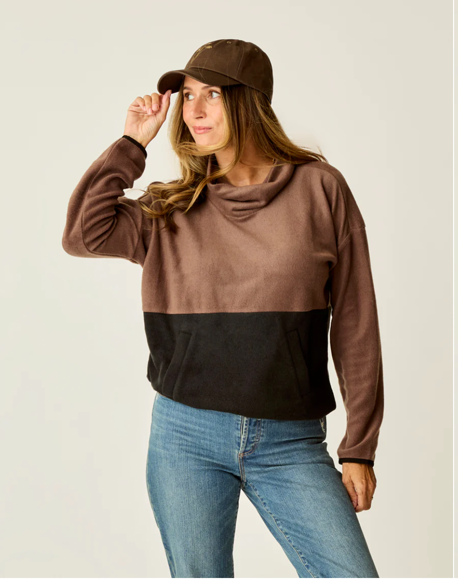 Carve Designs W Rowayton Colorblock Cowl ESPRESSO / BLACK