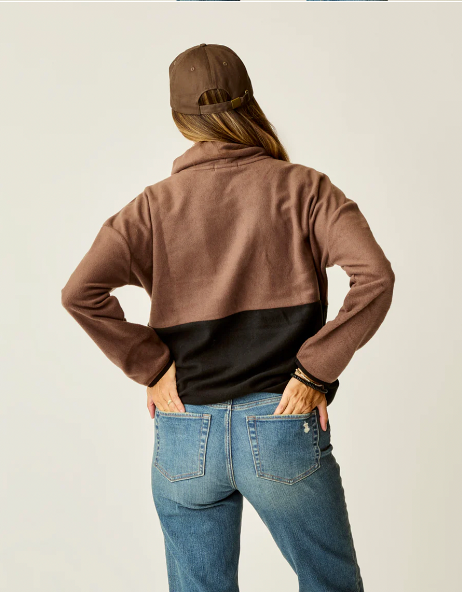 Carve Designs W Rowayton Colorblock Cowl ESPRESSO / BLACK