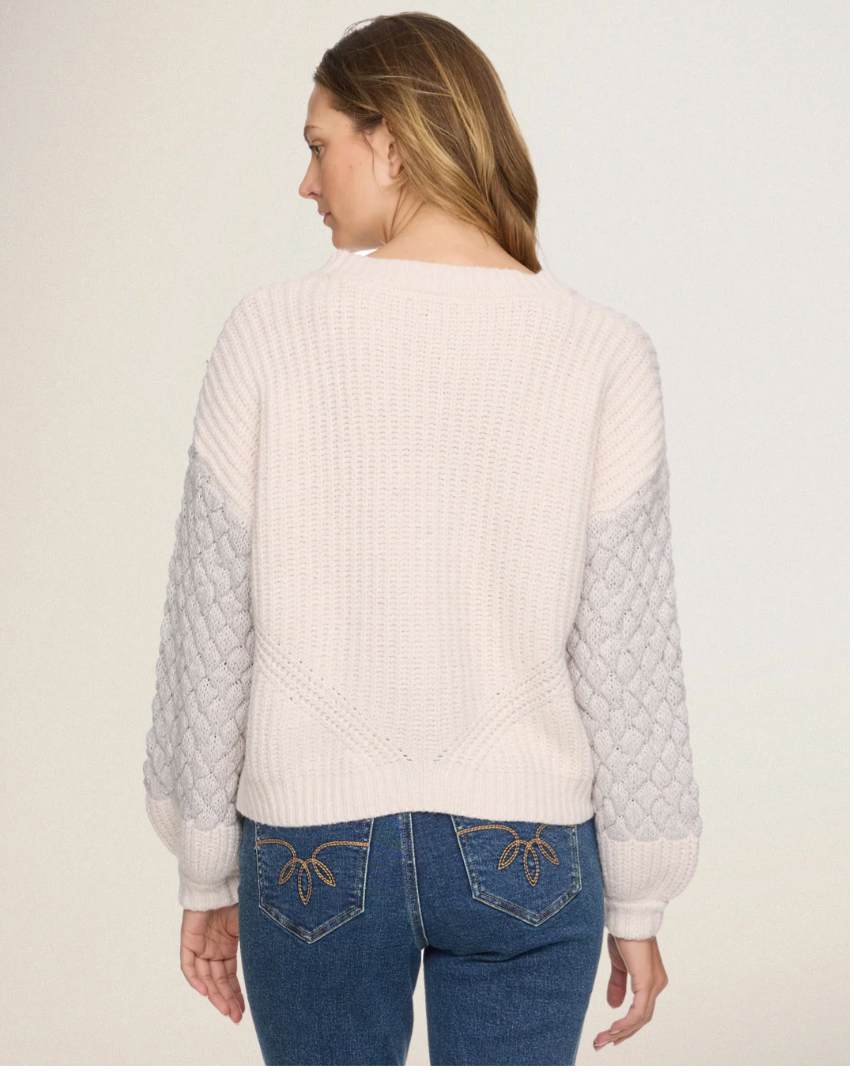 Flag & Anthem W Brielle Mixed Stitch Cardigan CREAM COMBO