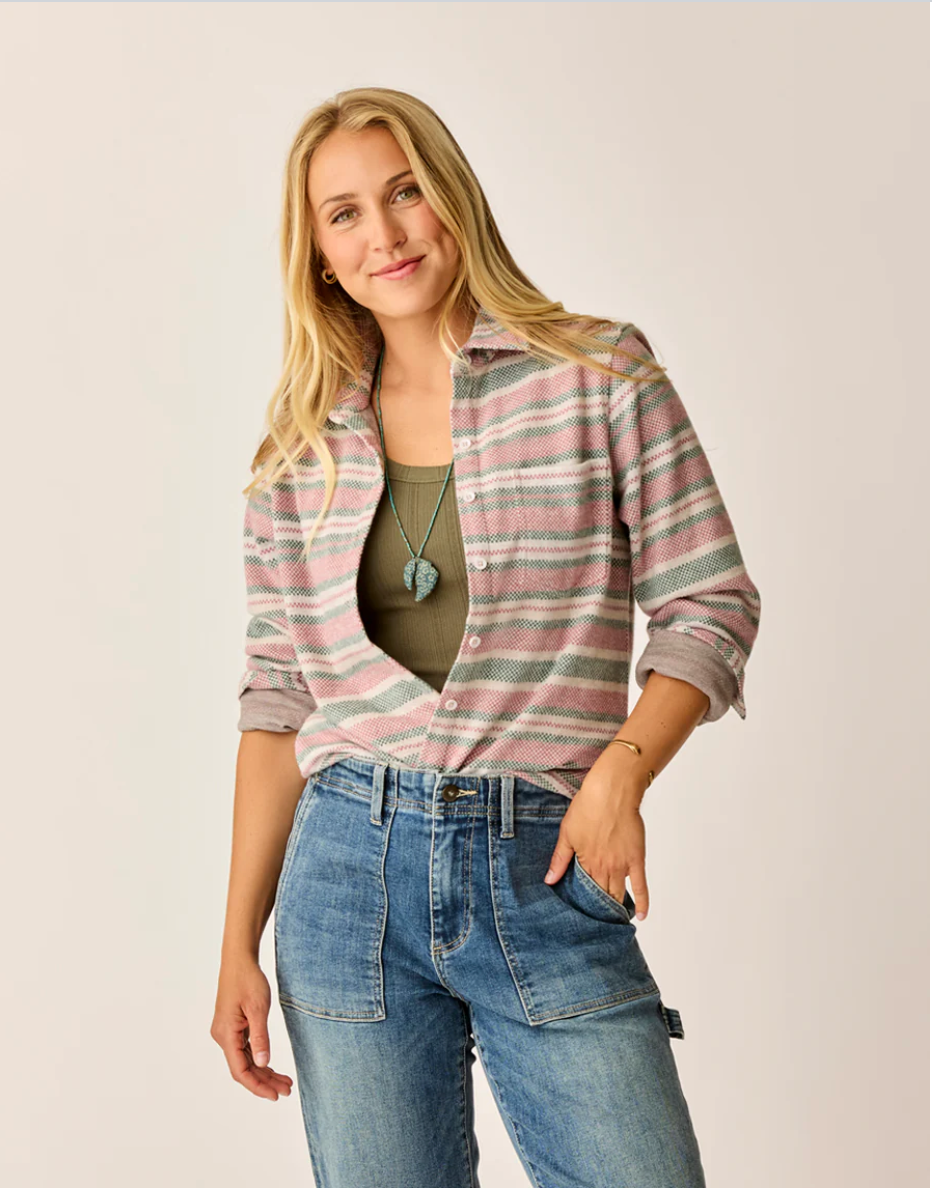 Carve Designs W Fairbanks Supersoft Shirt BISTRO BLOCK STRIPE