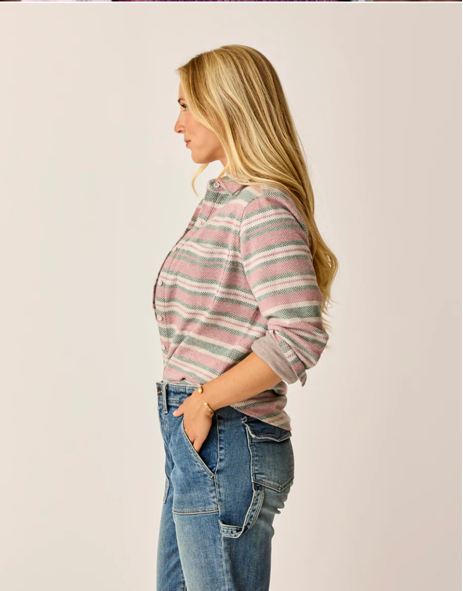 Carve Designs W Fairbanks Supersoft Shirt BISTRO BLOCK STRIPE