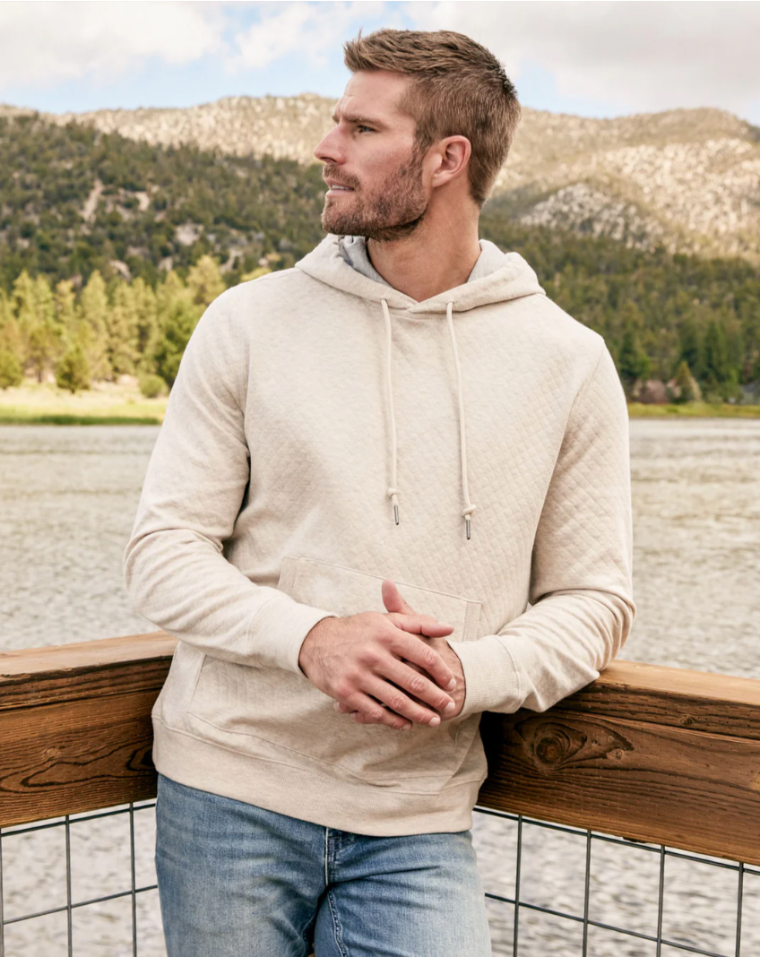 Flag & Anthem M LS Bradner Quilted Hoodie OATMEAL HEATHER