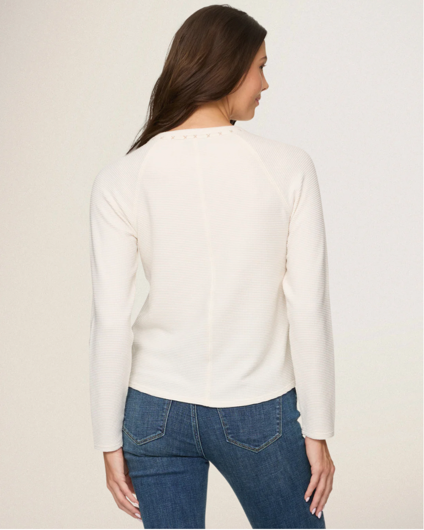 Flag & Anthem W LS Cambria Waffle Emb Henley ECRU