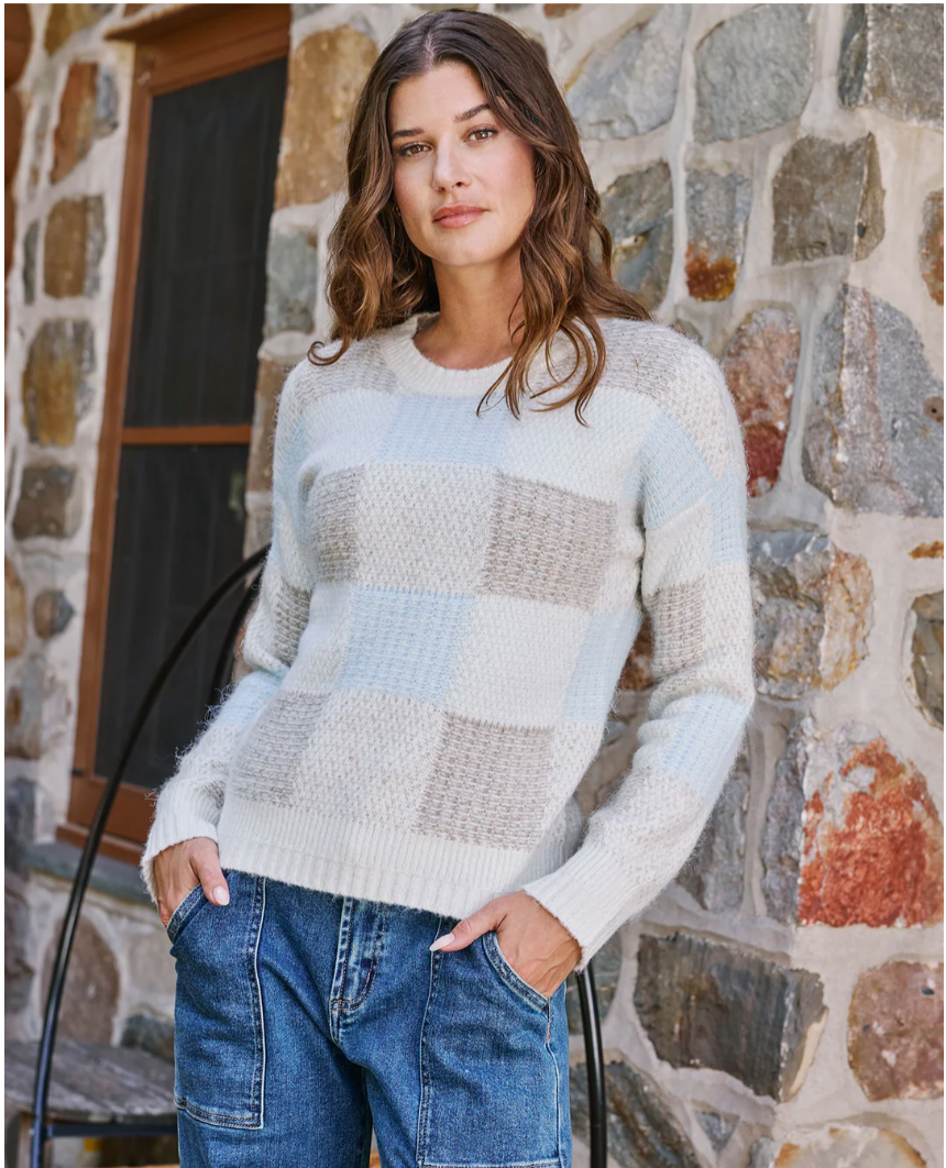 Flag & Anthem W Rainelle Patchwork Sweater TAN/BLUE/CREAM
