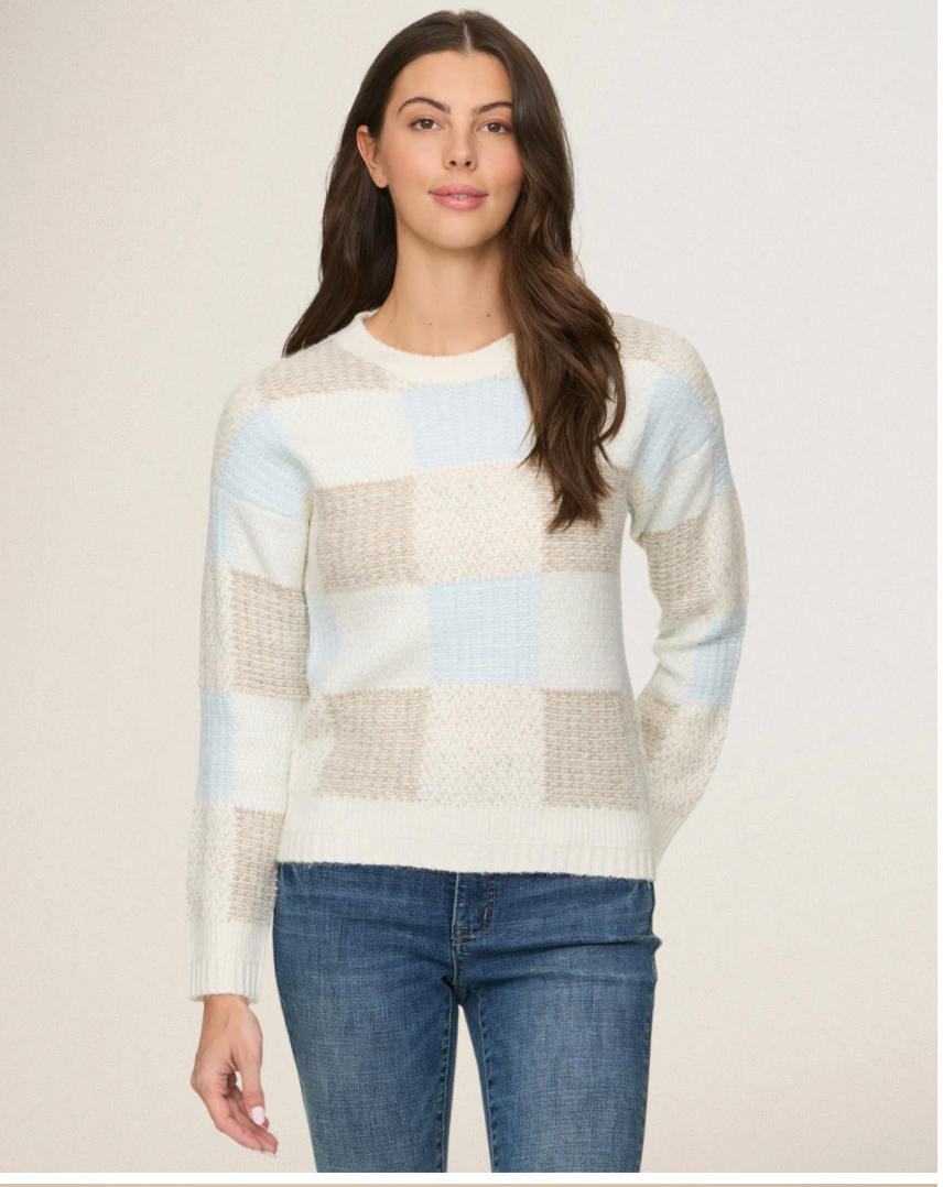 Flag & Anthem W Rainelle Patchwork Sweater TAN/BLUE/CREAM